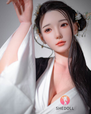 Asian Sex Doll Skinny Silicone Head & TPE Body Silicone from SHEDOLL -Achu 165