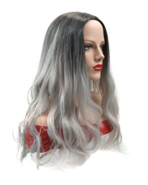 Black Silver Gradient Wavy Wig