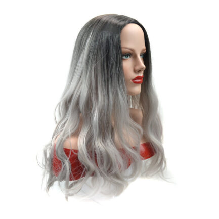 Black Silver Gradient Wavy Wig