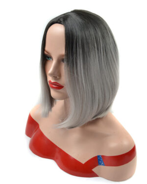 Black Grey Gradient Wig Straight